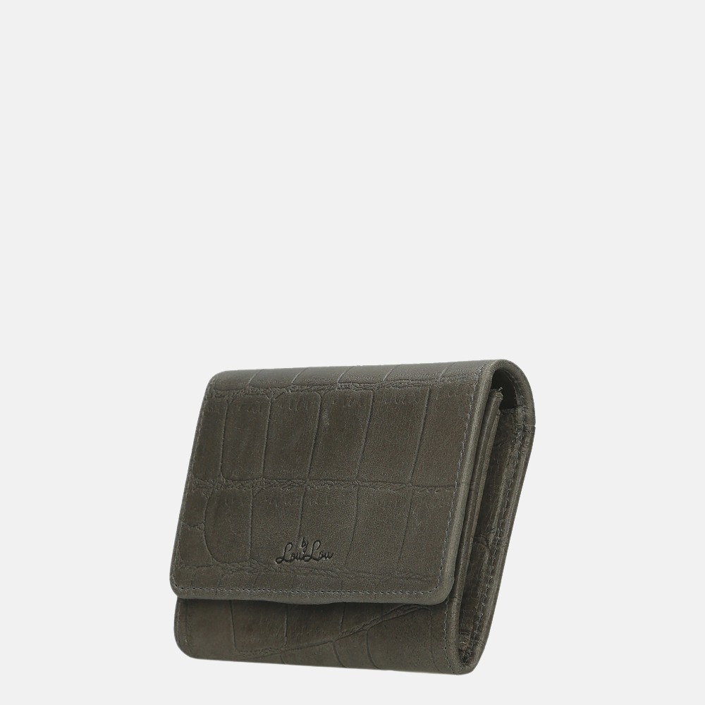 LouLou Essentiels Vintage Croco SLB XS portemonnee dark grey bij Duifhuizen