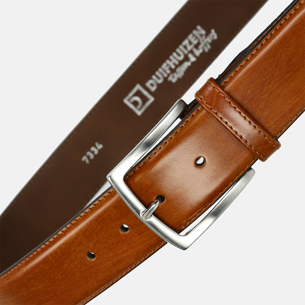 Duifhuizen gebolleerde riem 4 cm cognac bij Duifhuizen