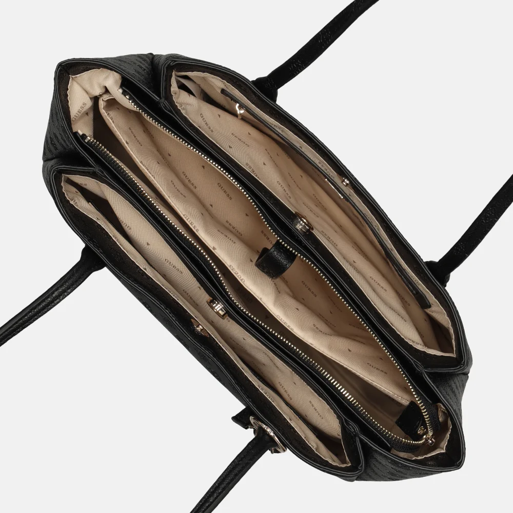 Guess Anise multi comp tote shopper black logo bij Duifhuizen
