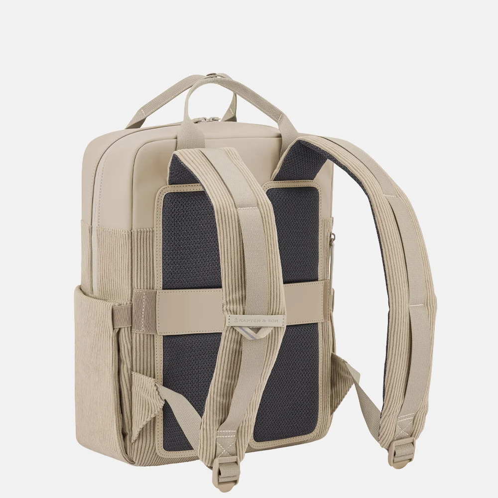 Kapten & Son Bergen Pro Corduroy rugzak 15 inch dusty sand bij Duifhuizen
