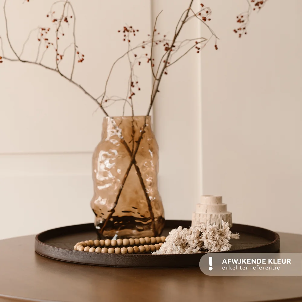 Chamada leren dienblad rond croco XL beige bij Duifhuizen