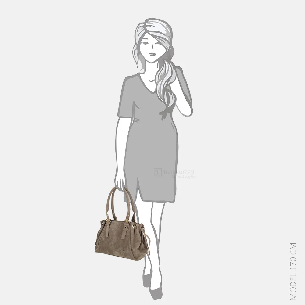 Flora & Co Suedine schoudertas taupe bij Duifhuizen