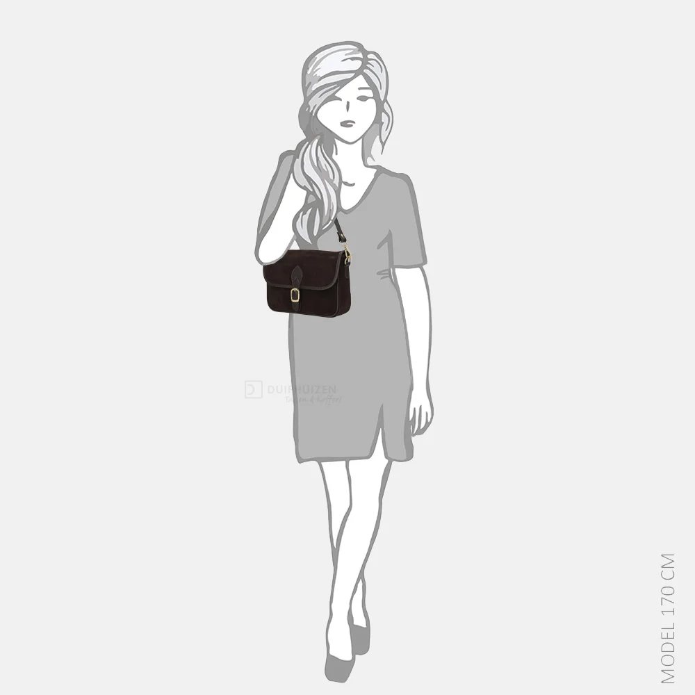 Charm London flap crossbody tas suede donkerbruin bij Duifhuizen