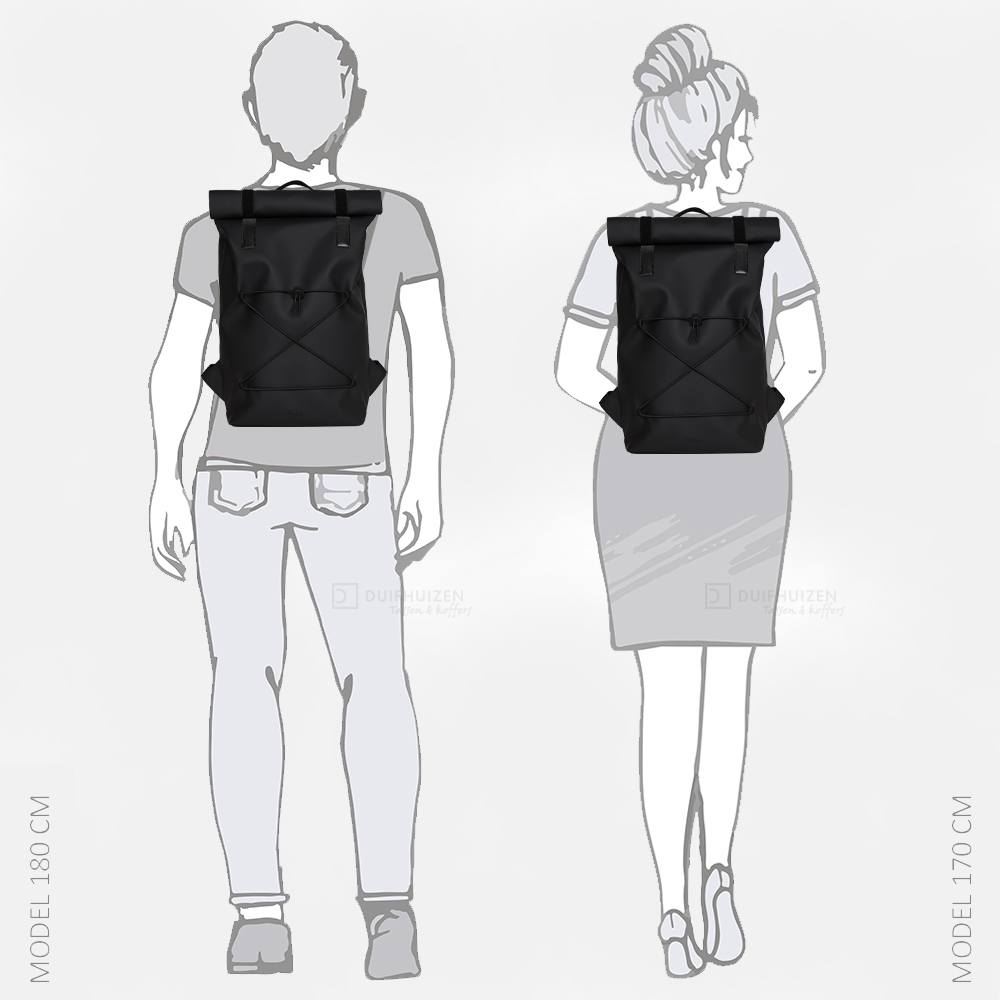 Rains Velcro Rolltop Backpack rugzak black bij Duifhuizen