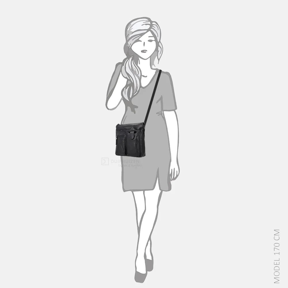Hide & Stitches Idaho crossbody tas zwart bij Duifhuizen