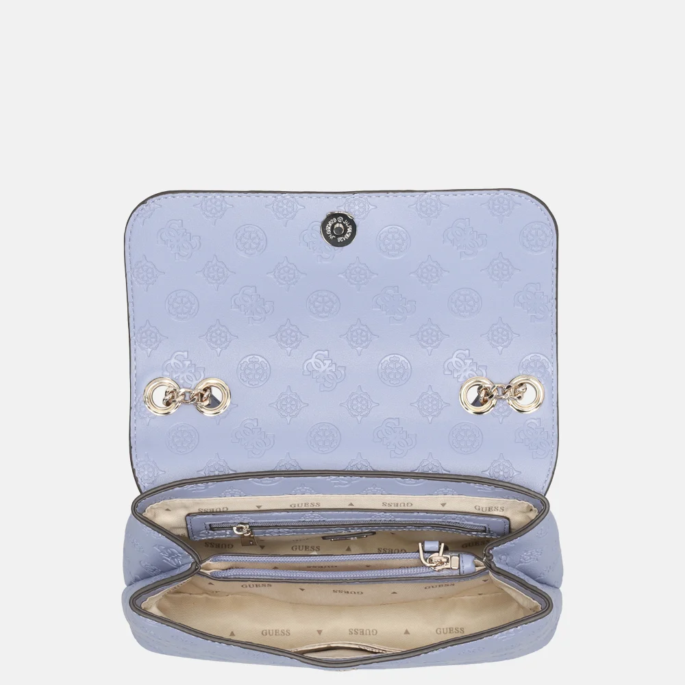 Guess Dita convertible flap crossbody tas Grey Blue Logo bij Duifhuizen