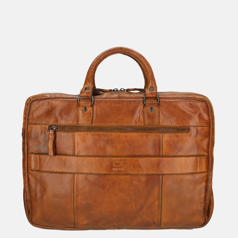 Bear Design laptoptas 17 inch cognac bij Duifhuizen