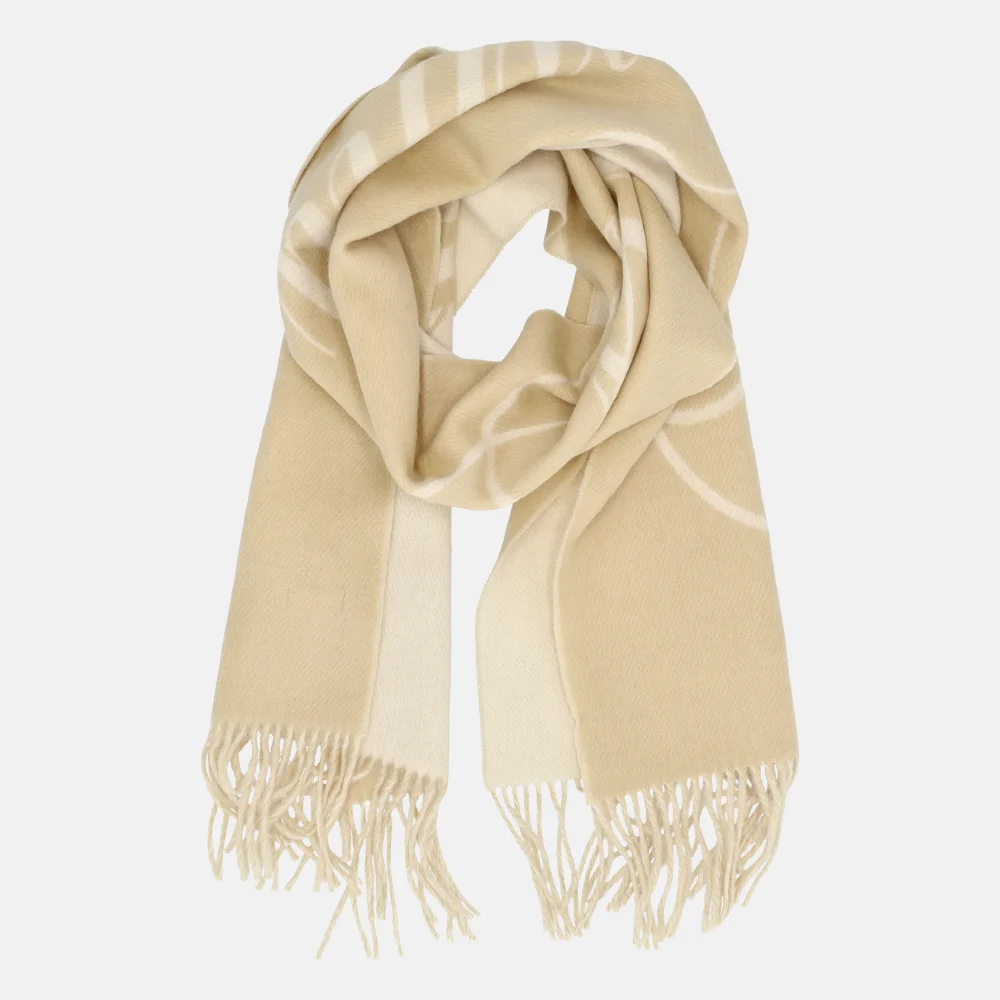 Tommy Hilfiger Script logo sjaal Sandalwood bij Duifhuizen