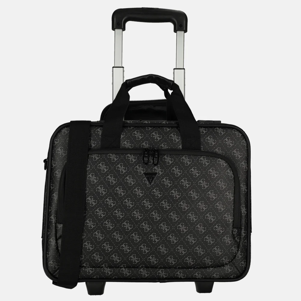 Guess Vezzola business trolley 15 inch dark black bij Duifhuizen