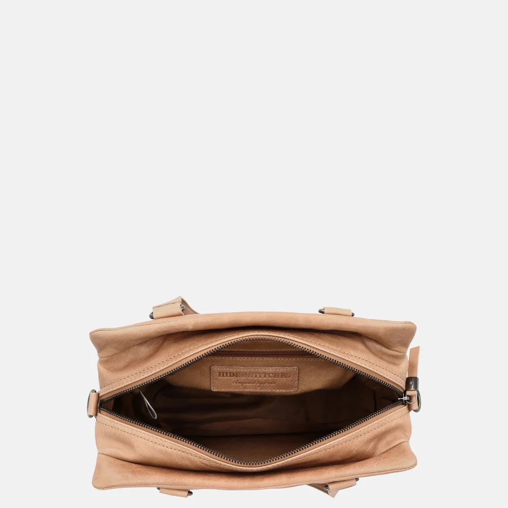 Hide & Stitches Porto handtas taupe bij Duifhuizen
