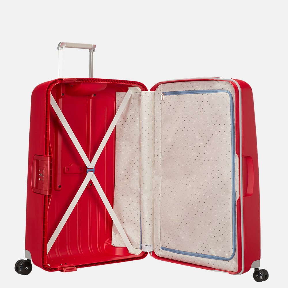 Samsonite S'Cure spinner 69 cm crimson red bij Duifhuizen