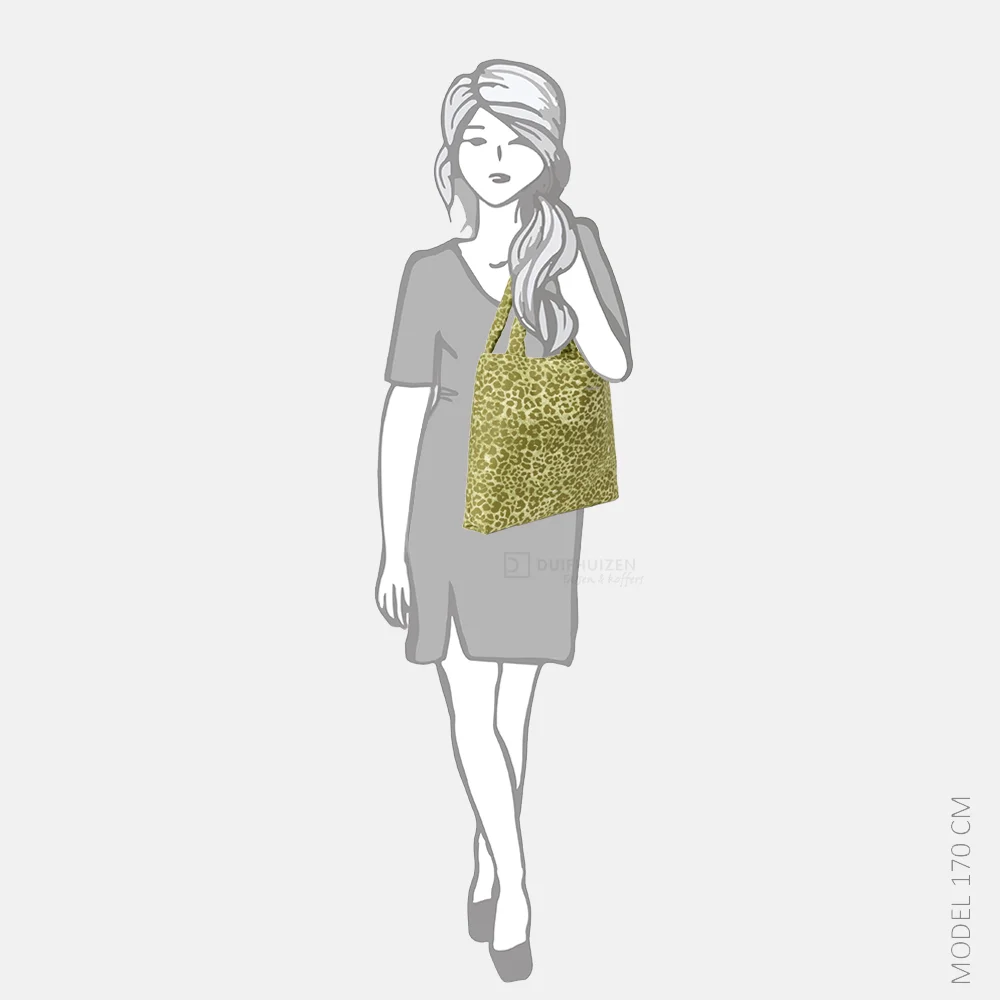 Studio Noos Cotton twill mom bag shopper green leopard bij Duifhuizen