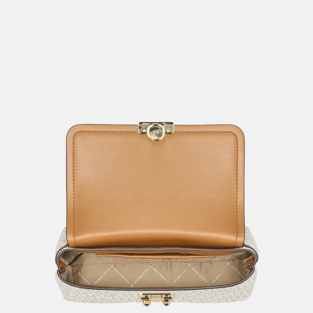 Michael Kors Tribeca satchel handtas M vanilla/acorn bij Duifhuizen