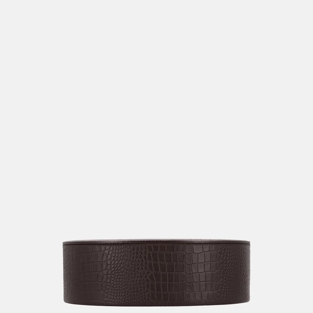 Chamada leren opbergbox ovaal croco large donkerbruin bij Duifhuizen