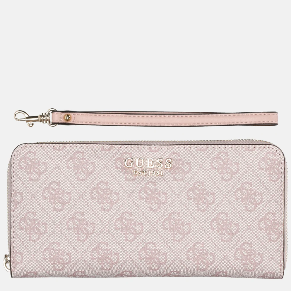 Guess Zamira ziparound portemonnee L orchid logo bij Duifhuizen