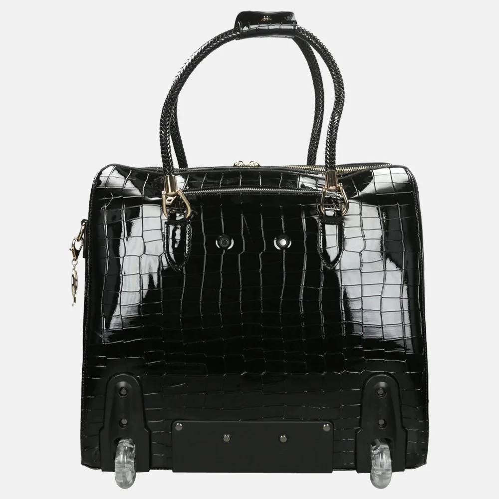 Olivia Lauren business trolley croco noir bij Duifhuizen