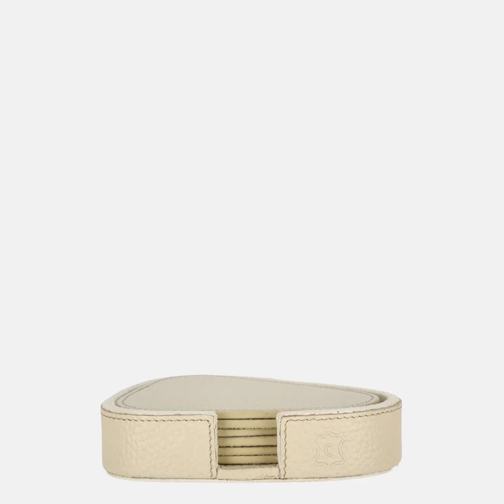 Chamada Lotte leren onderzetters effen organisch beige