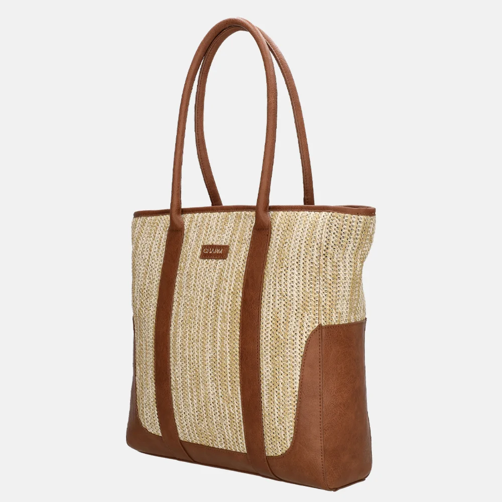 Charm London Hillingdon shopper beige/cognac bij Duifhuizen