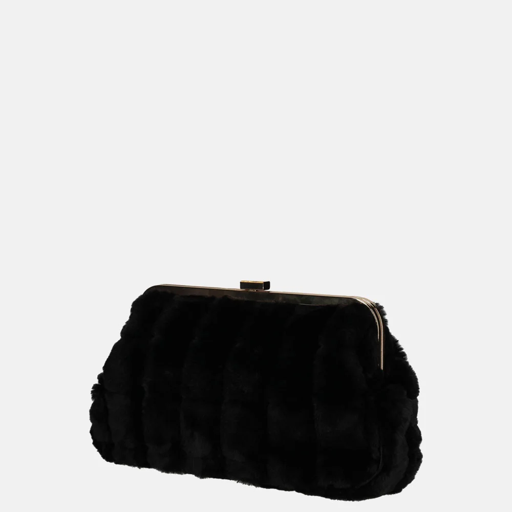 Firenze faux fur clutch L black bij Duifhuizen