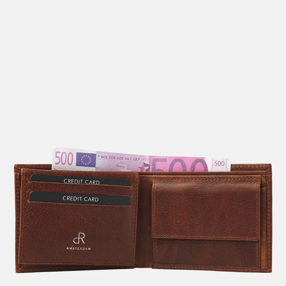 DR Amsterdam Milan billfold cognac bij Duifhuizen