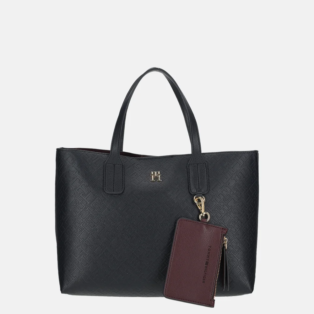 Tommy Hilfiger Icon mini tote handtas mono space blue bij Duifhuizen