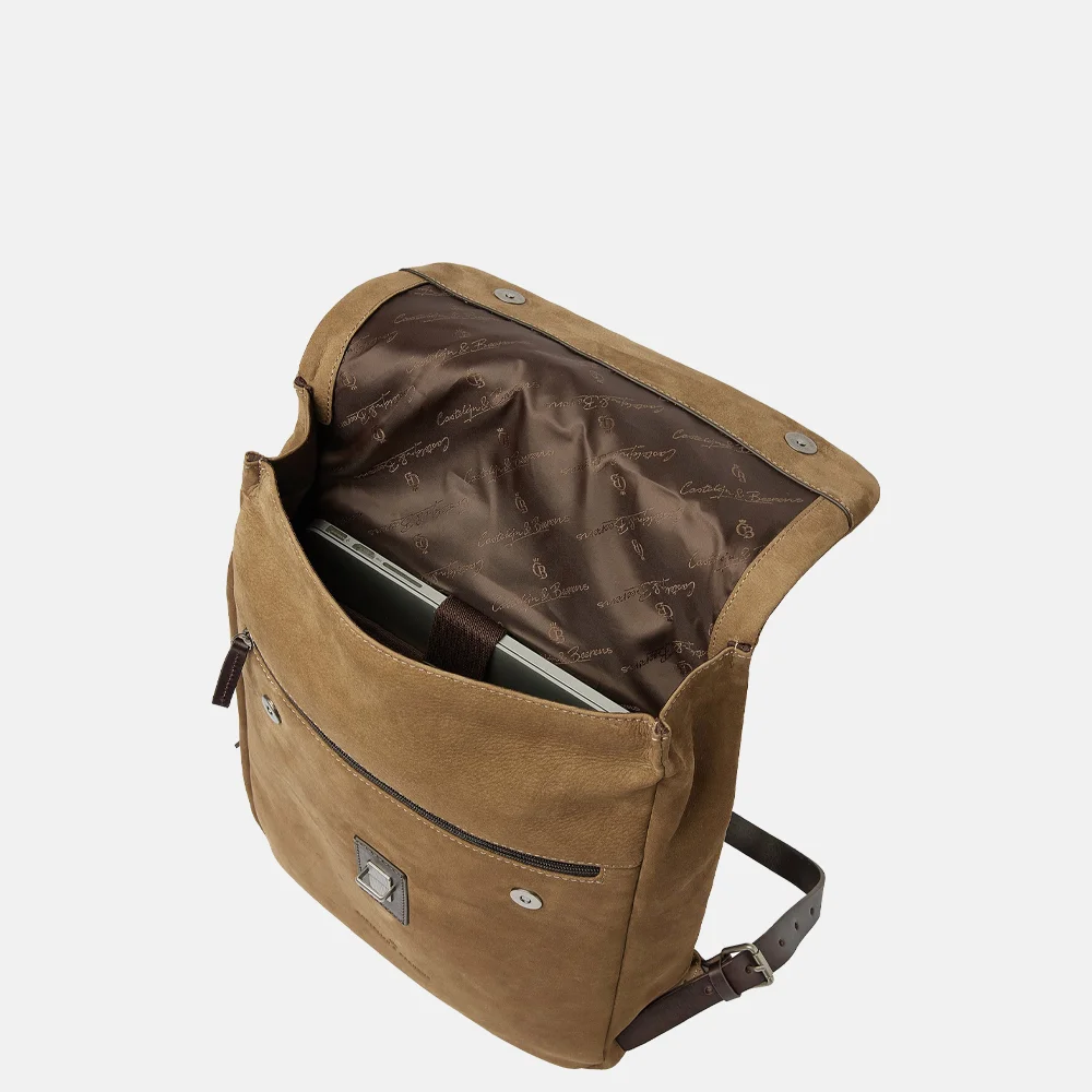 Castelijn en Beerens Nubuck rugzak 15 inch taupe bij Duifhuizen