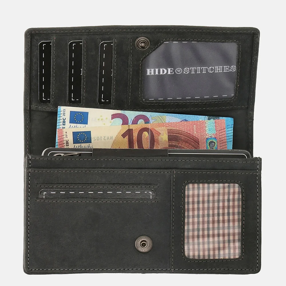 Hide & Stitches Idaho portemonnee black bij Duifhuizen