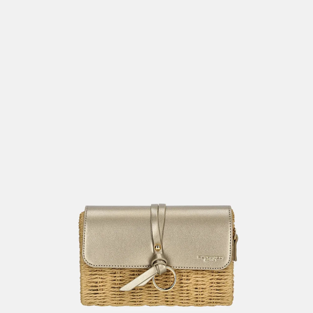 Flora & Co crossbody tas taupe metal bij Duifhuizen