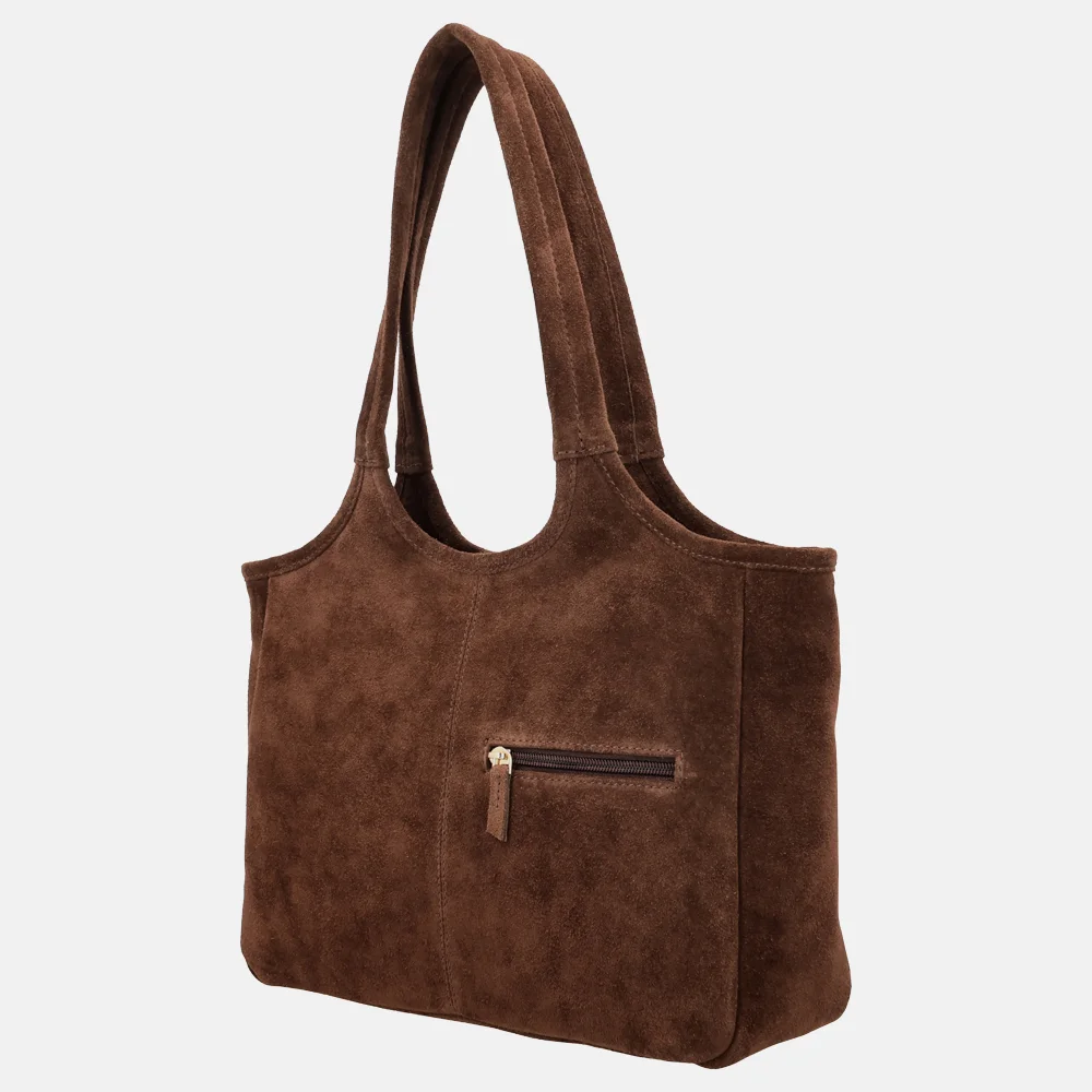 Charm London Sevilla shopper suede bruin bij Duifhuizen