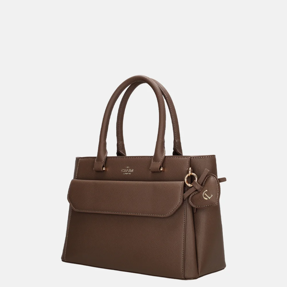 Charm London Cambridge handtas M mocca bij Duifhuizen