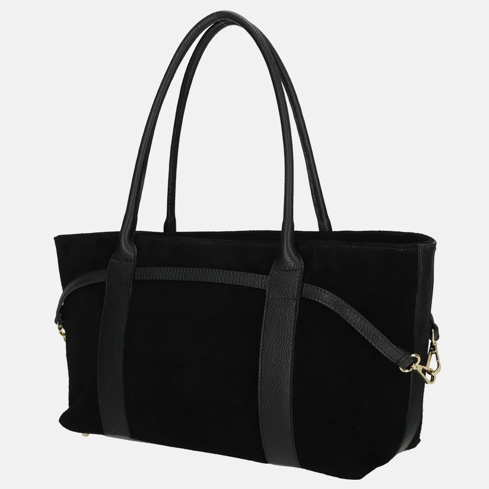 Charm London shopper suede zwart bij Duifhuizen