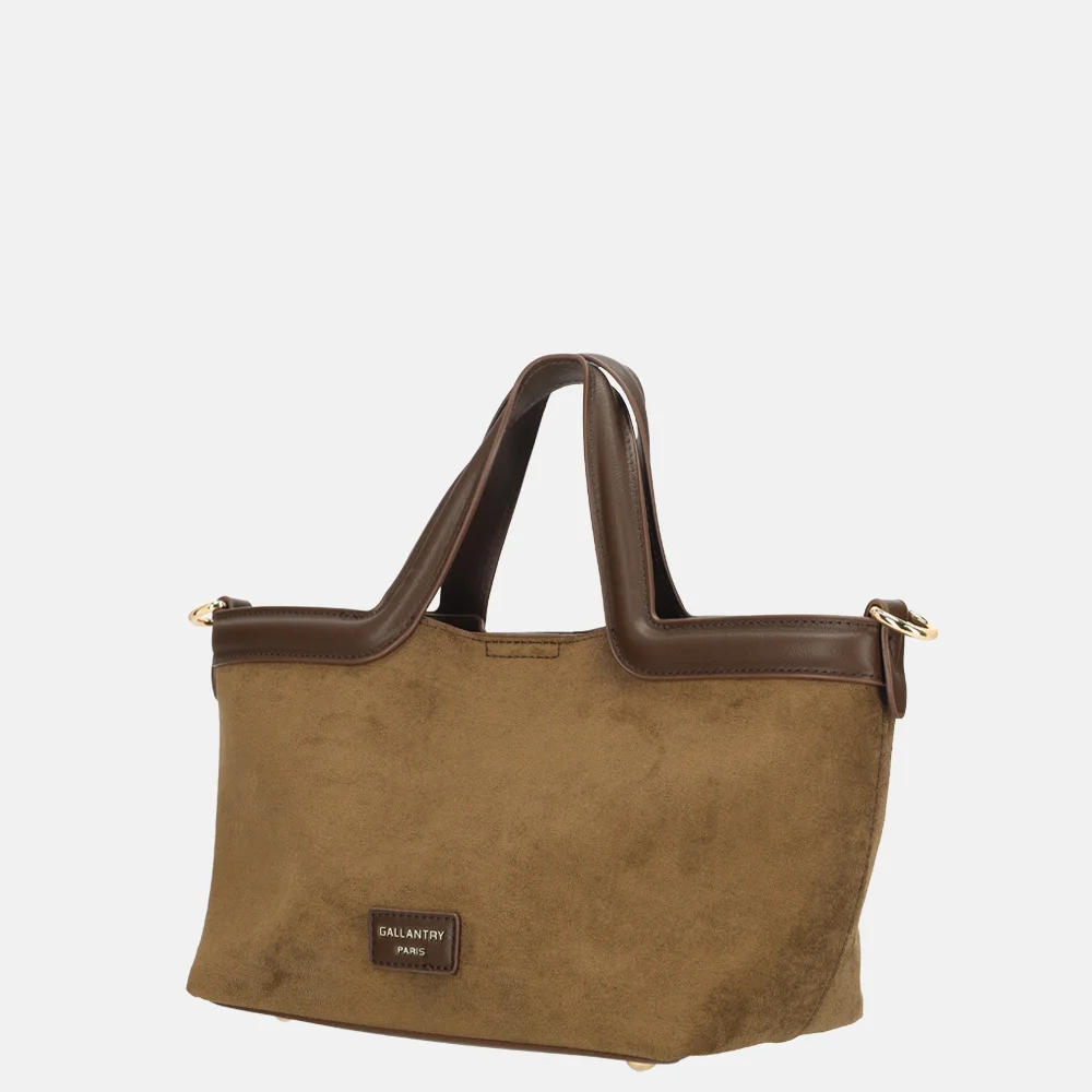 Firenze Suedine handtas taupe/coffee bij Duifhuizen