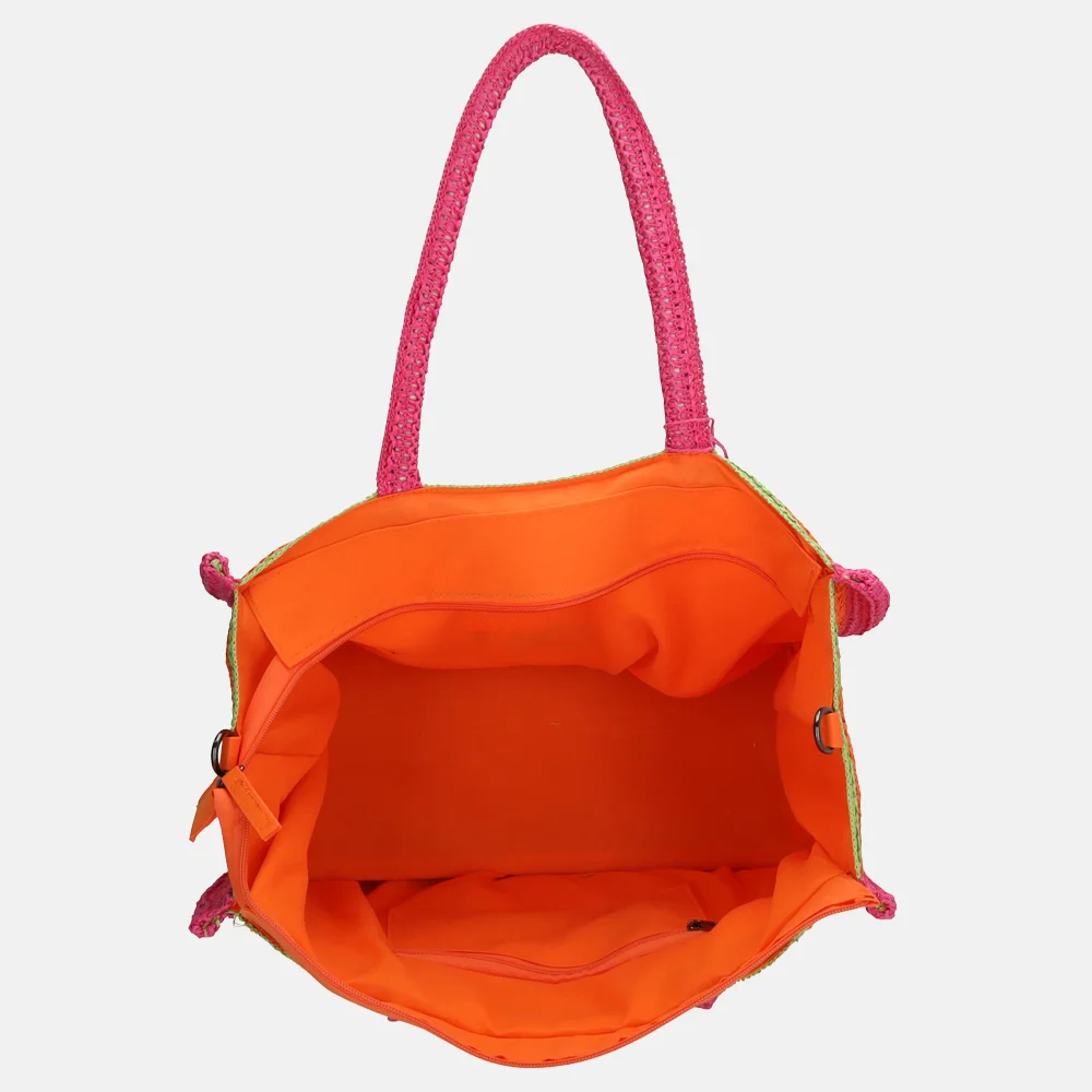 Zebra Trends Moana strandtas riet colorblock orange bij Duifhuizen