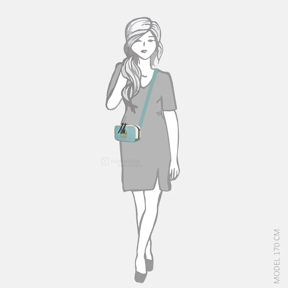 Laurent David Saffiano crossbody tas blue bij Duifhuizen