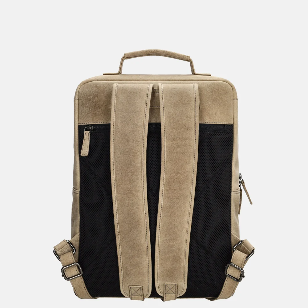 Hide & Stitches Idaho laptoprugzak 15 inch donkerzand bij Duifhuizen