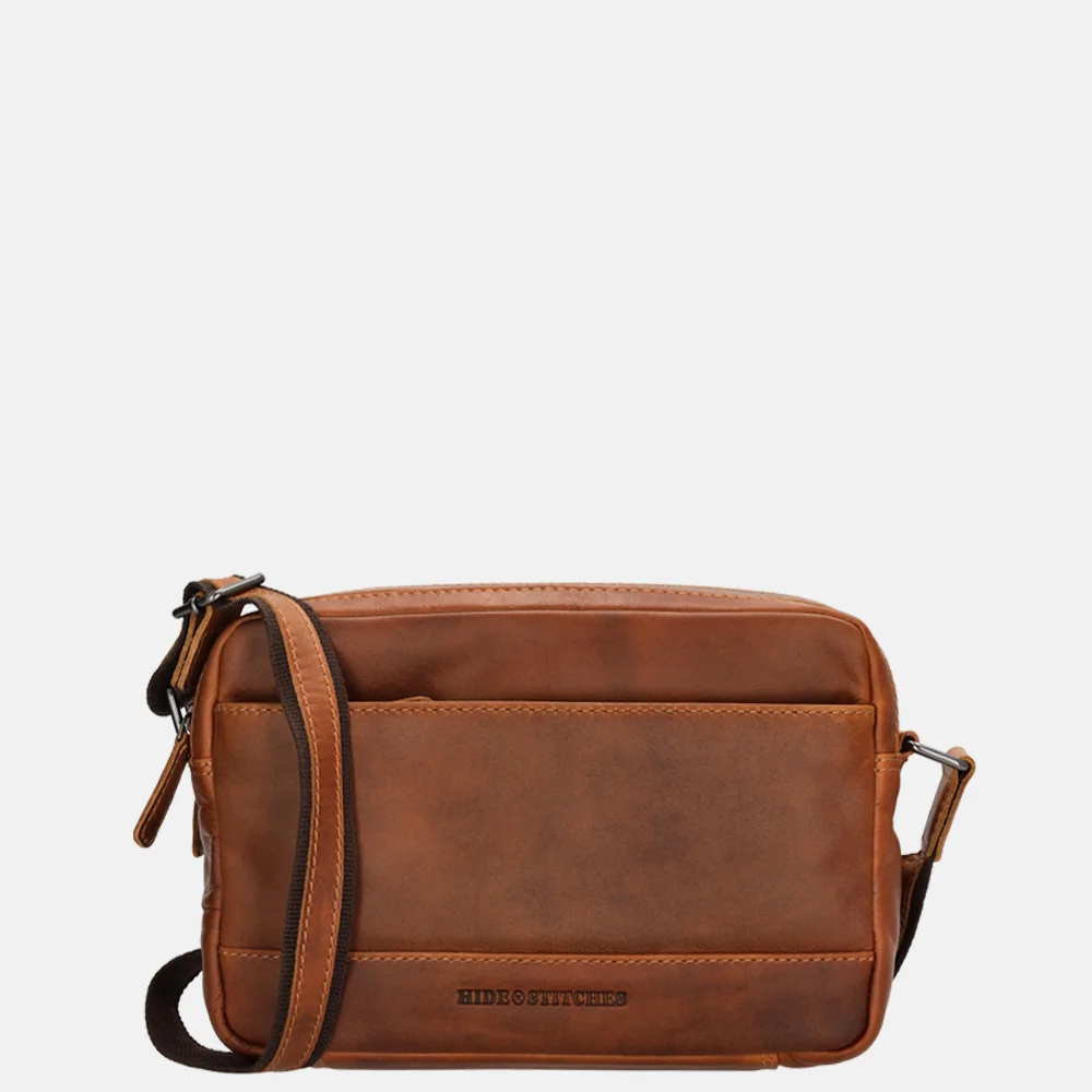 Hide & Stitches crossbody tas S cognac