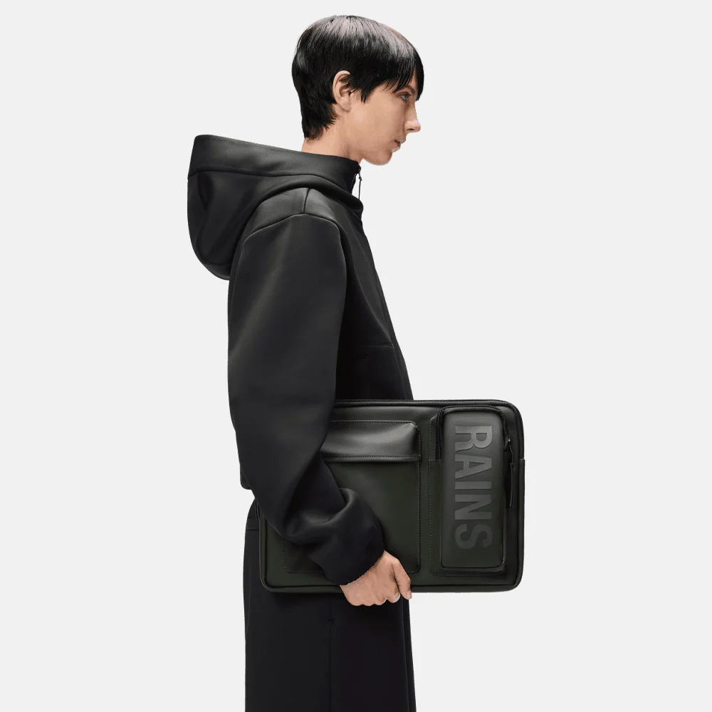 Rains Texel laptophoes 16 inch green bij Duifhuizen