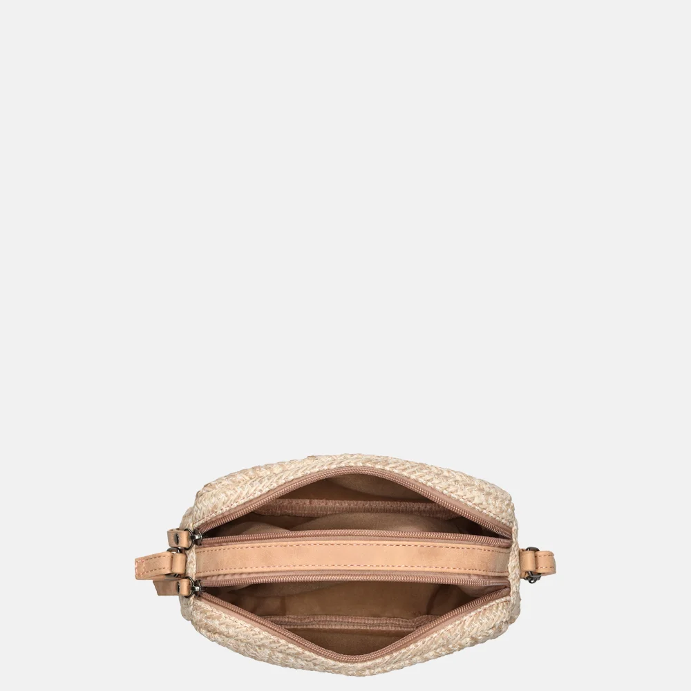 Enrico Benetti Raffia crossbody tas misty rose bij Duifhuizen
