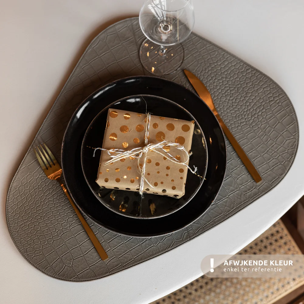 Chamada leren placemats organisch croco (2 stuks) donkerbruin bij Duifhuizen