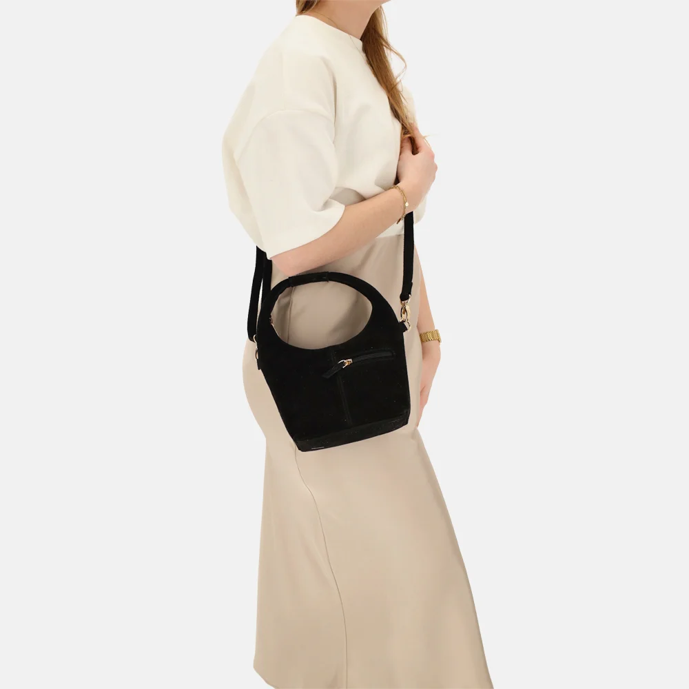 Charm London  Sevilla buideltas S suede zwart bij Duifhuizen