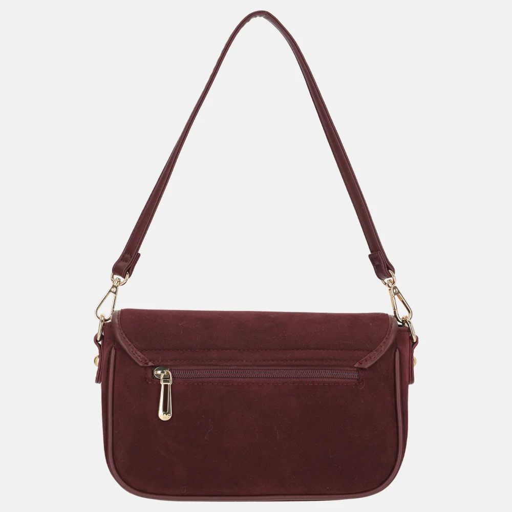 Flora & Co Suedine crossbody tas bordeaux bij Duifhuizen