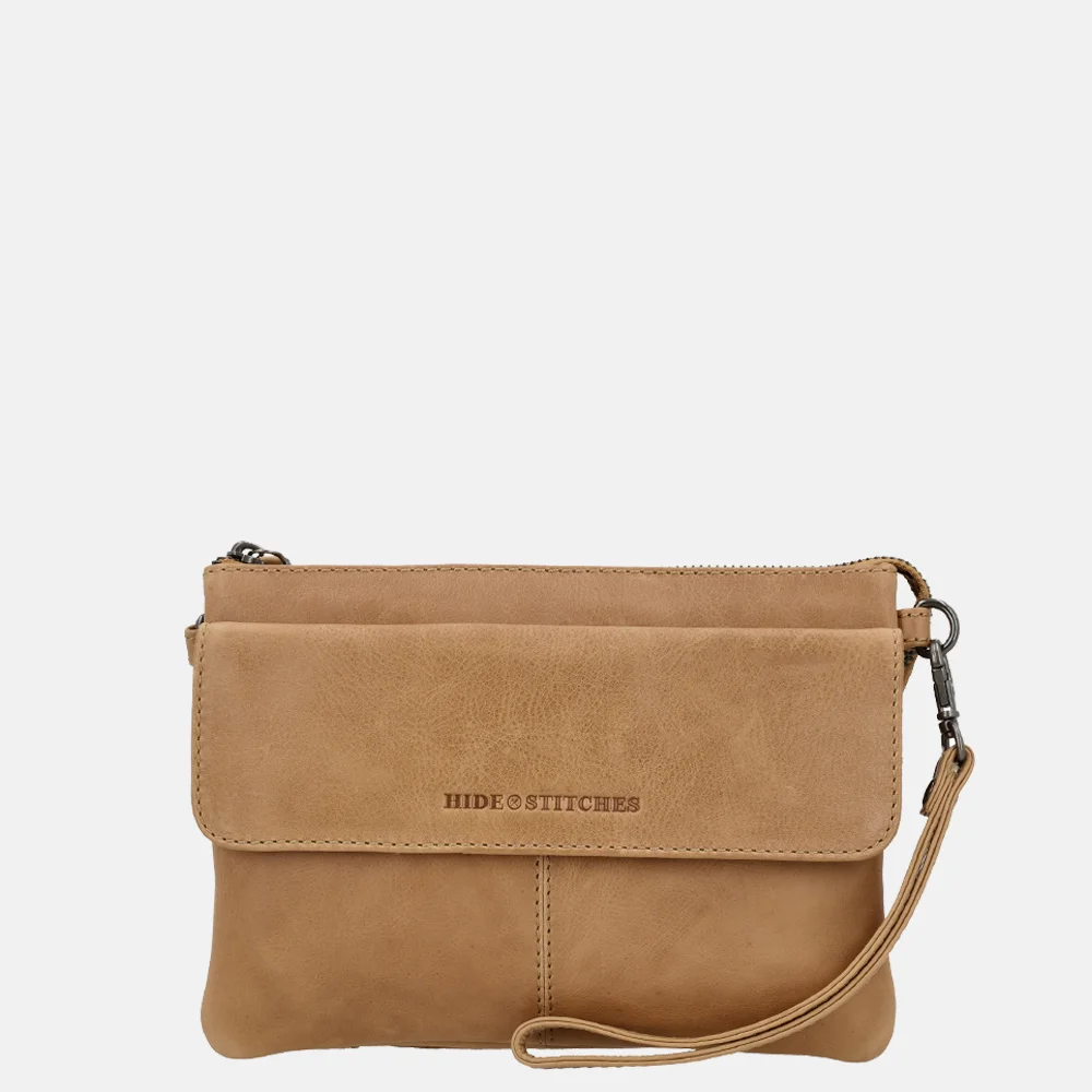 Hide & Stitches crossbody tas taupe bij Duifhuizen