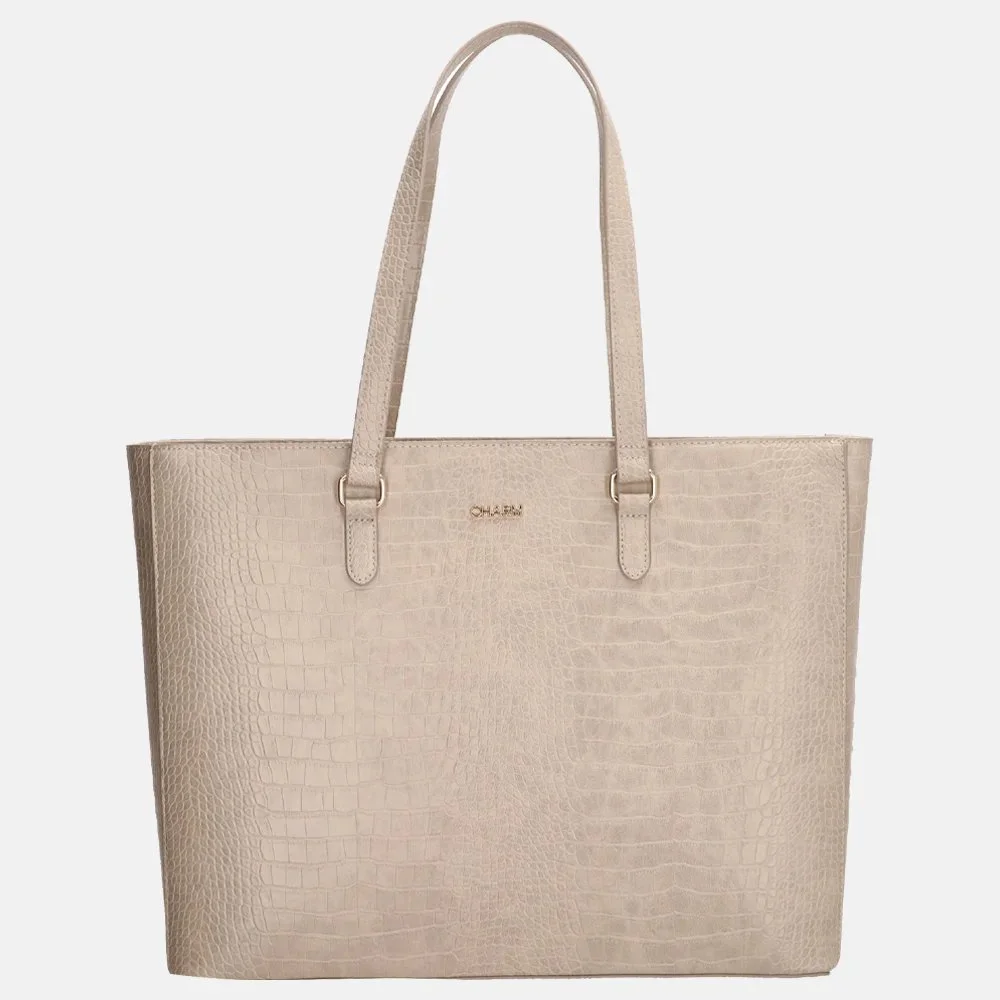 Charm London Midwood shopper 15.6 inch lichttaupe bij Duifhuizen