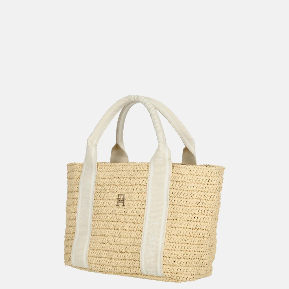 Tommy Hilfiger Riet Spring Logotape handtas mini beige bij Duifhuizen