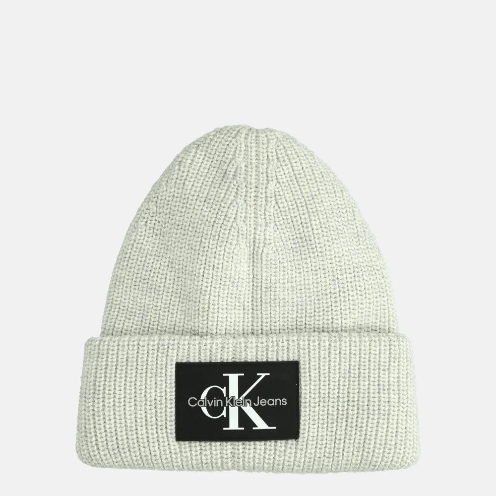 Calvin Klein Monologo Patch beanie muts cirrus grey