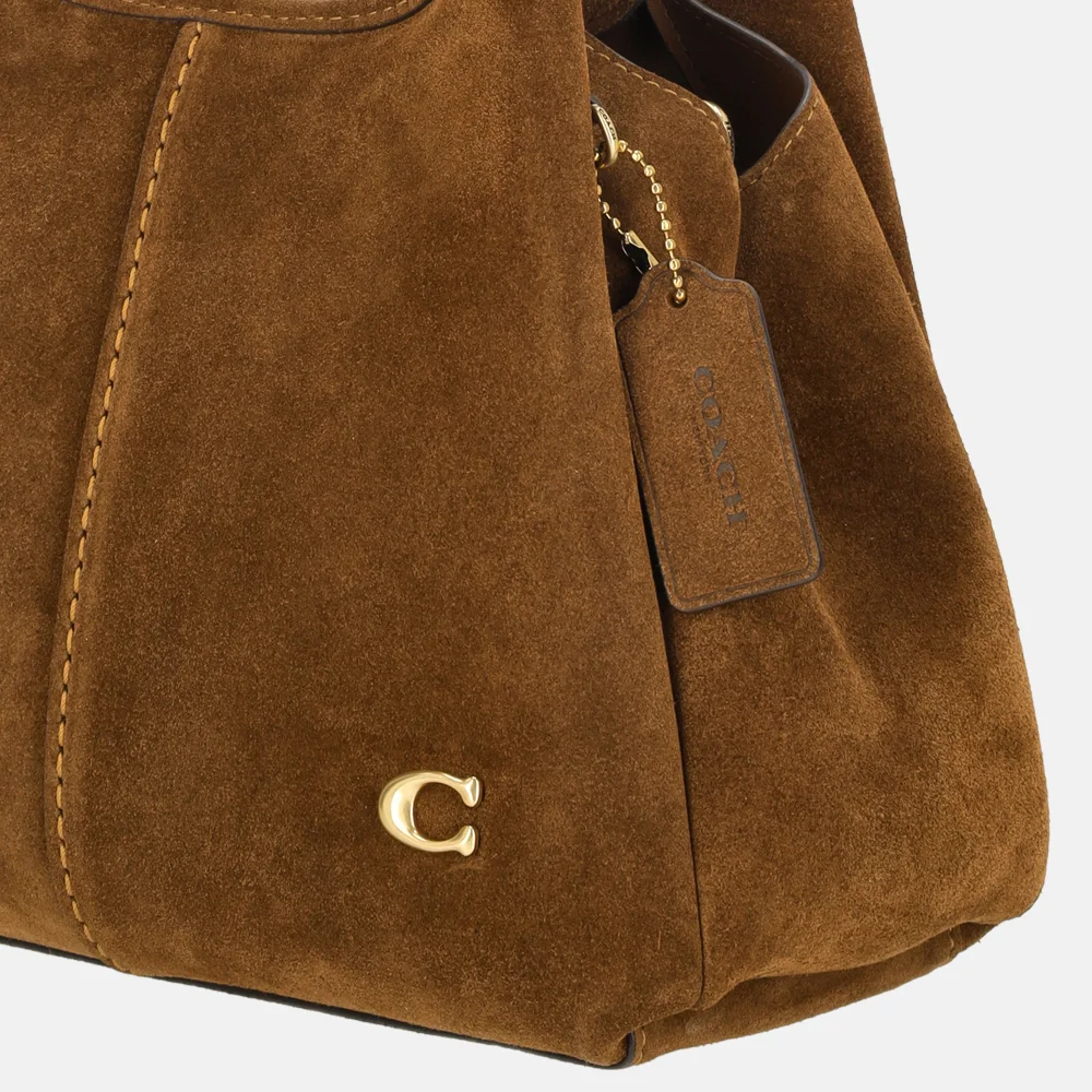 Coach Lana schoudertas S suede warm brown bij Duifhuizen
