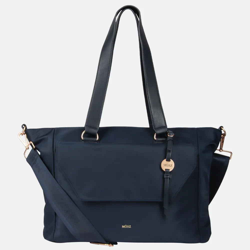Mosz Denise laptoptas/shopper 15.6 inch navy blue bij Duifhuizen