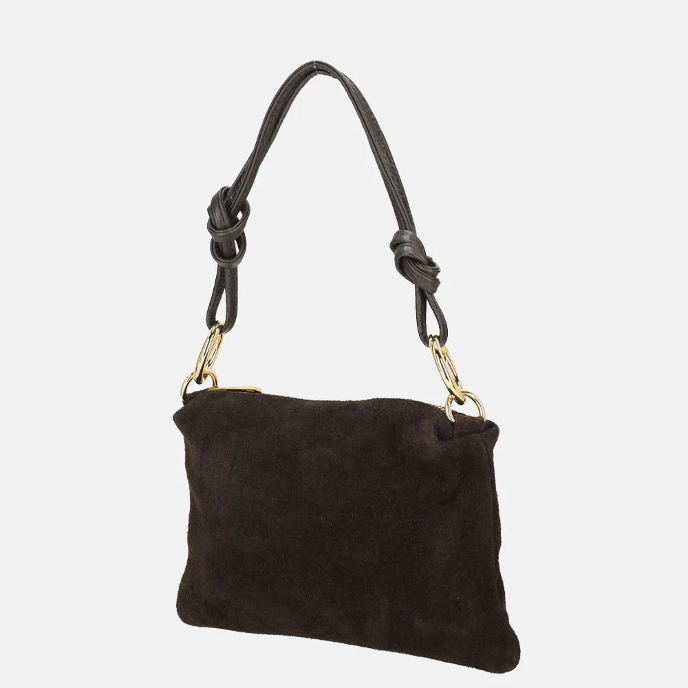 Charm London crossbody tas suede donkerbruin bij Duifhuizen