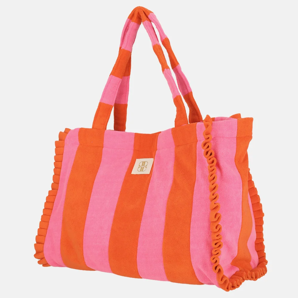 Laurent David Zara strandtas/shopper badstof roze/rood bij Duifhuizen