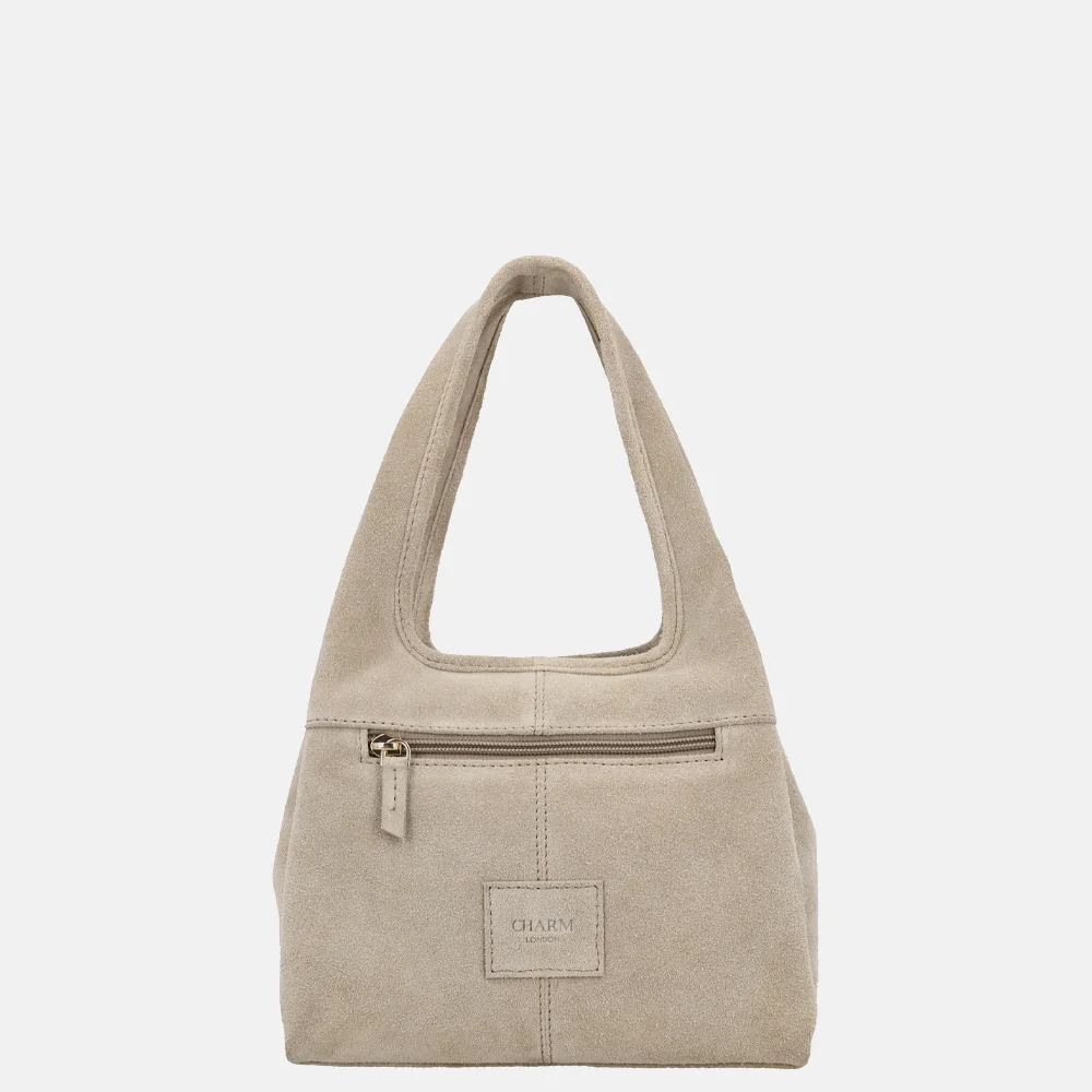 Charm London Sevilla handtas suede zand bij Duifhuizen